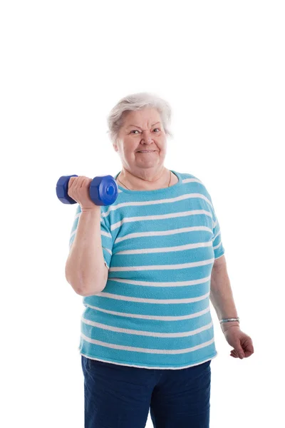 Senior braces a dumbbell 2 — Photo