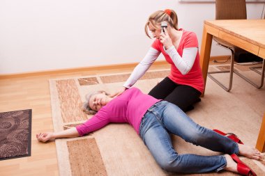 young woman makes an emergency call