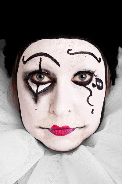 Portrait of an sad female clown — Stok fotoğraf