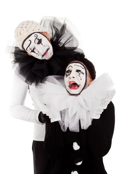 A couple sorrowful clowns isolated — Stock Photo, Image