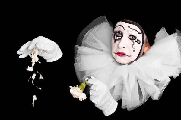 Female clown with broken heart — ストック写真