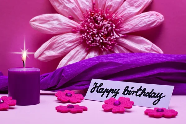 Purple background with text for birthday — Photo