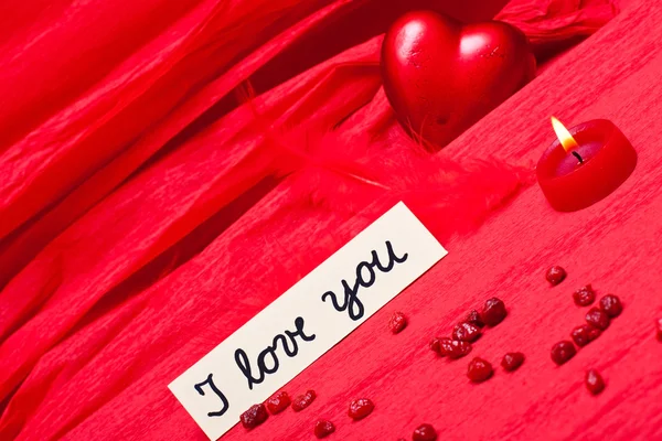 Red background with declaration of love — Stock Photo, Image