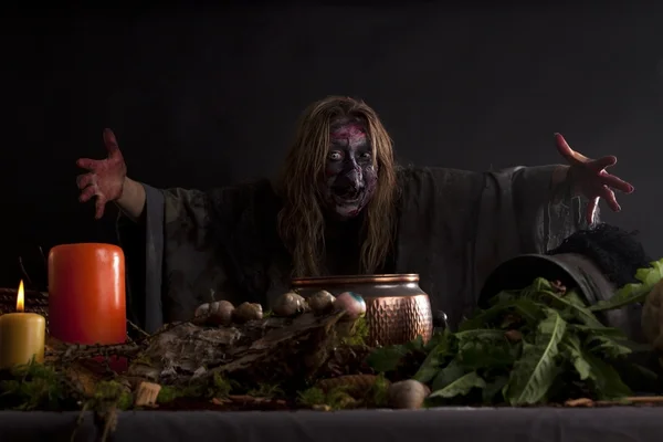 Witch in their kitchen — Stock Photo, Image