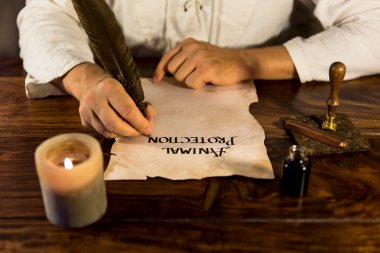 Man writes document animal protection