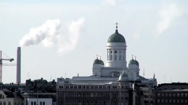 Kathedraal van Helsinki bij zonsondergang — Stockvideo