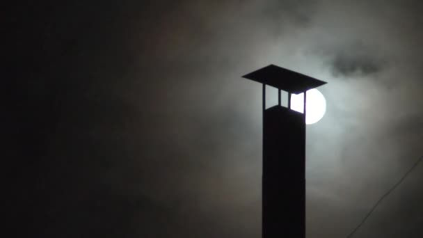 Full moon and fireplace chimney two — Stock Video