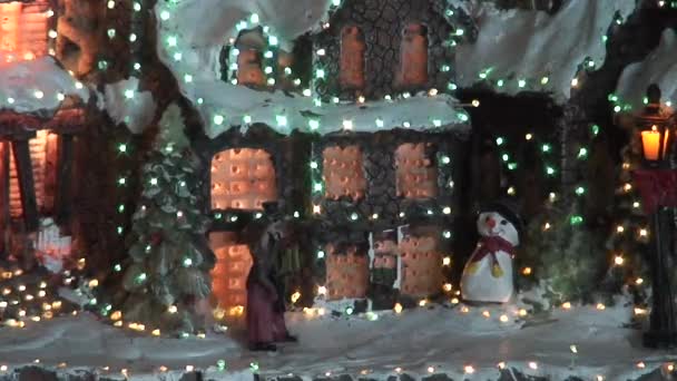 Φωτισμός χριστουγεννιάτικου δέντρου, κοντινό — Αρχείο Βίντεο