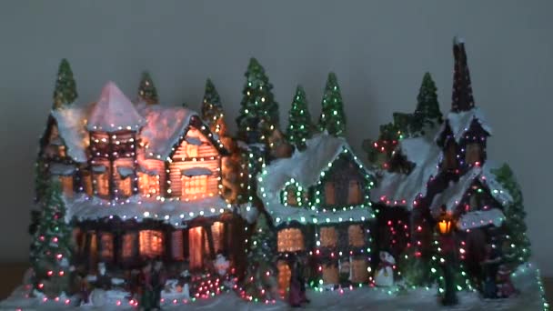 Φωτισμός χριστουγεννιάτικου δέντρου, θέα — Αρχείο Βίντεο
