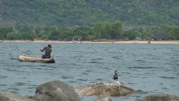 Malawi: rybář na kánoi 1 — Stock video