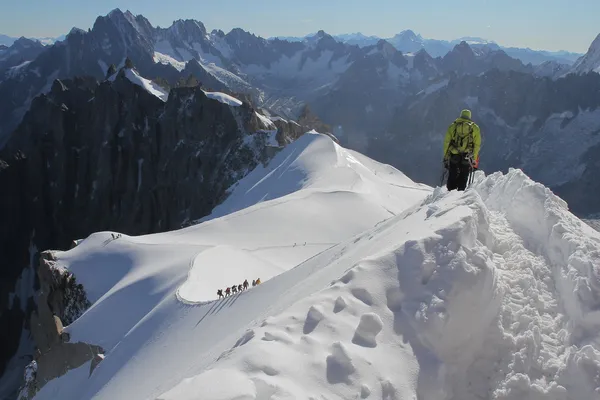 Wspinaczka górska - aiguille du midi — Zdjęcie stockowe