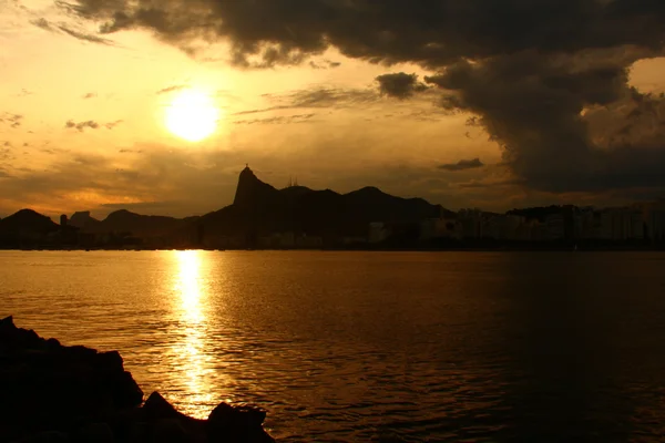Botafogo Bay. Statue to Jesus Christ in Rio de Janeiro Brazil — Stock Photo, Image