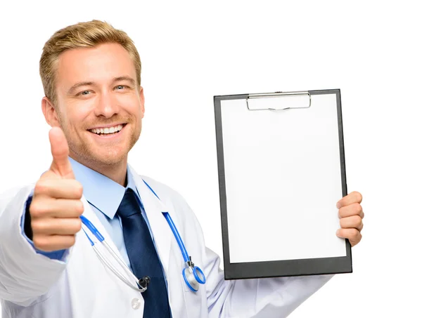 Retrato de seguro médico joven sobre fondo blanco —  Fotos de Stock