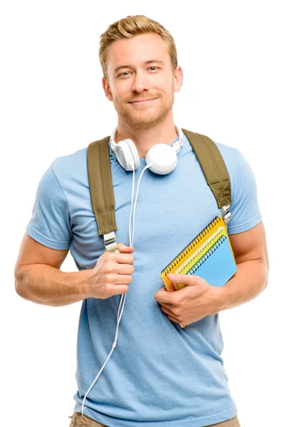 Confident young student back to school on white background Royalty Free Stock Photos