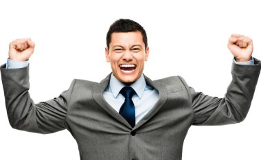 çılgın karışık ırk işadamı kadar silah ile başarı kutluyor