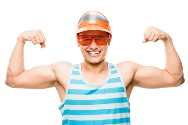 Aantrekkelijke Latijns-Amerikaanse muscle man tonen spieren — Stockfoto
