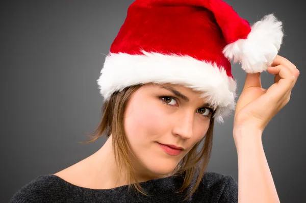 Una chica sexy en Santa Hat — Foto de Stock