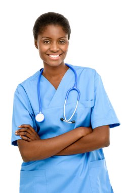 Confident African American female doctor clipart
