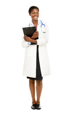 Afrikalı-Amerikalı kadın doktor tam uzunlukta