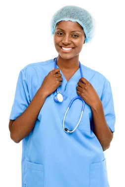 Kendine güvenen Afrikalı-Amerikalı kadın doktor