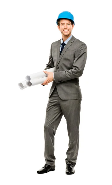 Full length of confident young bussinessman architect — Stock Photo, Image