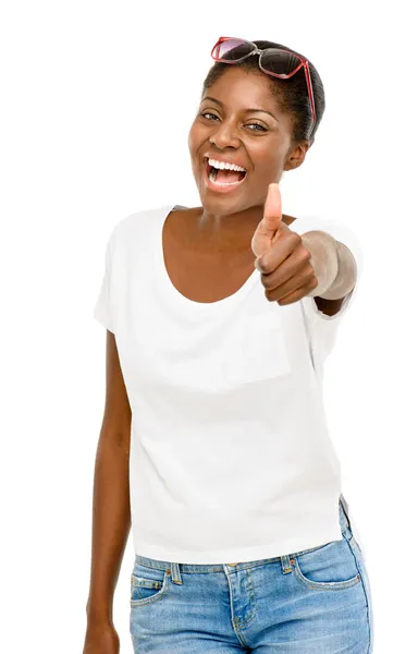 Афроамериканский студент держит большие пальцы вверх — стоковое фото