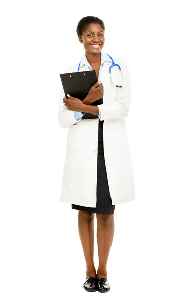 Afrikalı-Amerikalı kadın doktor tam uzunlukta — Stok fotoğraf