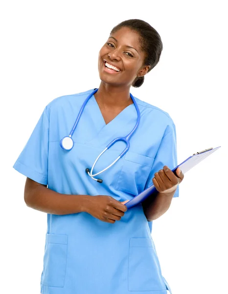 Fiducioso afro-americano medico femminile — Foto Stock