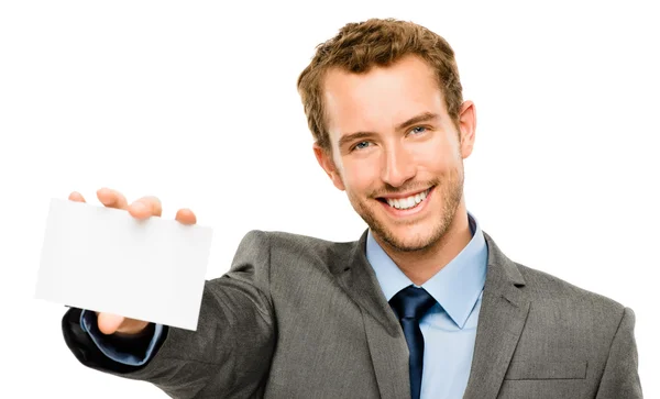 Attractive young man holding placard sign Royalty Free Stock Images