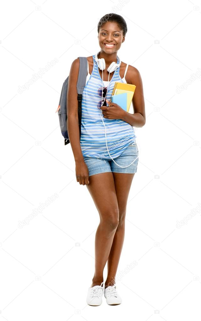 Successful African American student woman going back to school