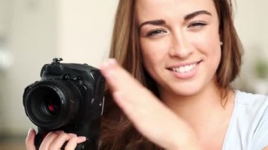 dijital slr kamera ile muhteşem genç genç kız