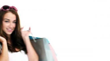 seksi kadın holding alışveriş torbaları