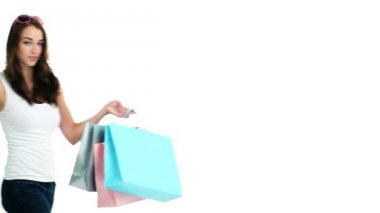seksi kadın holding alışveriş torbaları