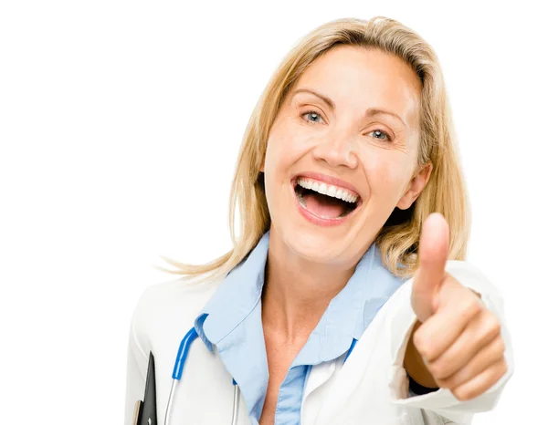 Dottore donna infermiera amichevole di fiducia isolato su sfondo bianco — Foto Stock