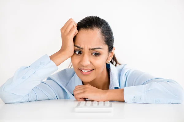 Stressed Indian business woman headache depressed — Stock Photo, Image