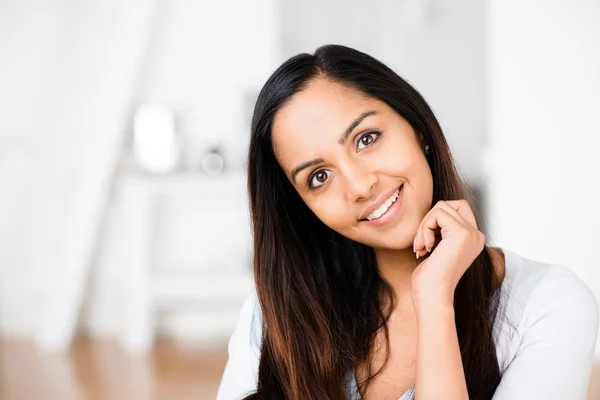 Beautiful Indian woman portrait happy smiling Stock Photo