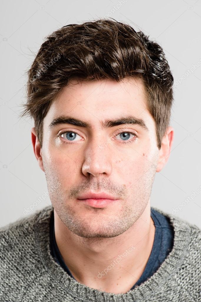 Serious man portrait real high definition grey background Stock Photo Serious man portrait real high definition grey background Stock Photo