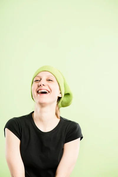 Retrato real de alta definição fundo verde — Fotografia de Stock