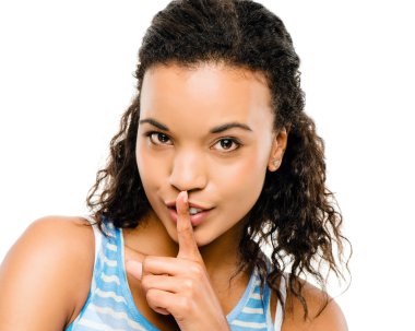 Sexy african woman finger on lips