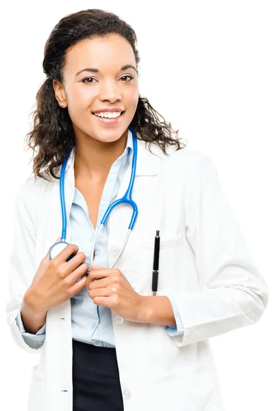Afroamericano medico felice sorridente isolato su bianco backgrou — Foto Stock