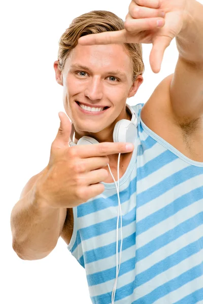 Hombre feliz tomando fotografías —  Fotos de Stock