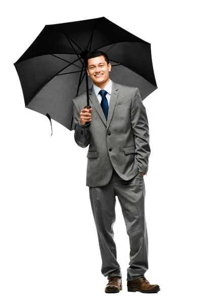 Homme d'affaires tenant parapluie — Photo