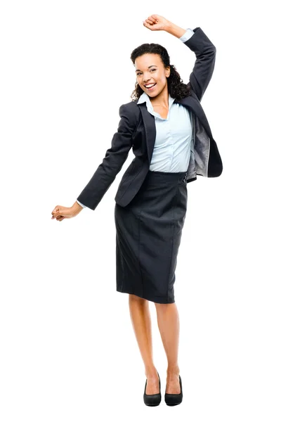 African american black businesswoman winning success isolated — Stock Photo, Image