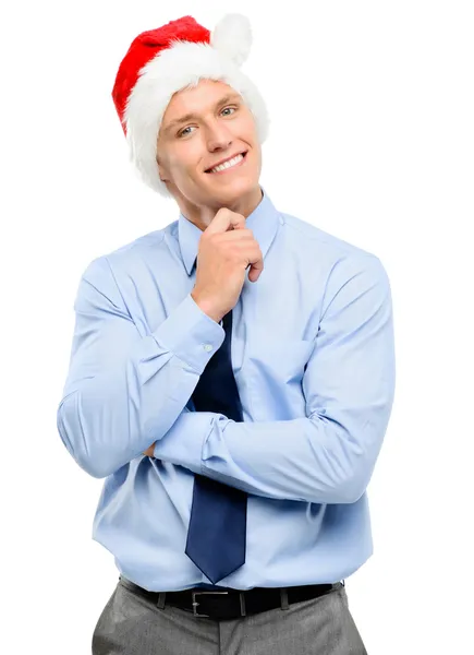 白の背景に分離した実業家クリスマス — ストック写真