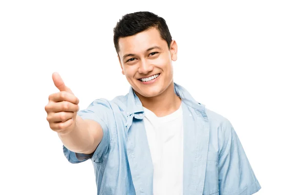 Asian college student happy thumbs up — Stock Photo, Image