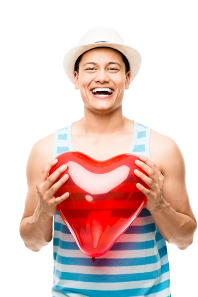 Latino amante uomo valentines giorno cuore amore palloncino — Foto Stock