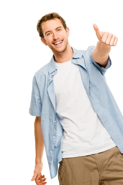 Szczęśliwy człowiek kciuki: biały — Zdjęcie stockowe