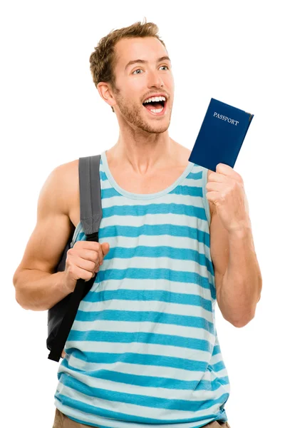 Glad turist man travel pass äventyr — Stockfoto