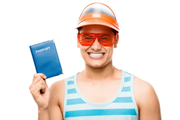 Turista geek viagem férias latino-americano latino passaporte isol Fotografia De Stock