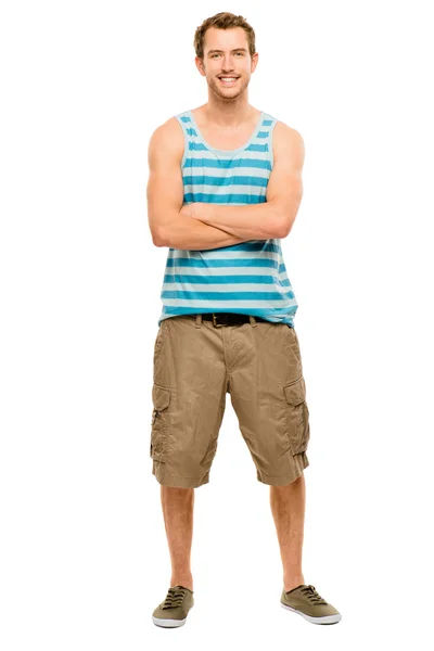 Full length attractive young man in casual clothing white backgr Stock Photo